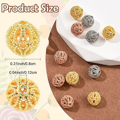 12Pcs 3 Colors Rack Plating Brass Hollow Beads KK-YW0003-95-1