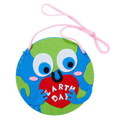 The Earth Day Theme DIY Non Woven Cloth Cartoon Earth-shaped Bag Kits DIY-WH0001-39-1