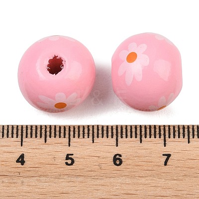 Printed Wood European Beads WOOD-G029-07E-1