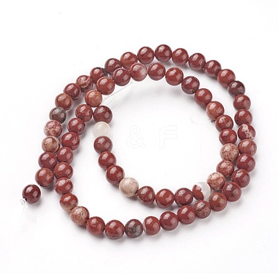 Natural Red Jasper Beads Strands X-G-F348-02-6mm-1