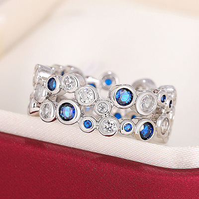 Hollow Brass Pave Cubic Zirconia Finger Rings FS-WG3B071-01-1