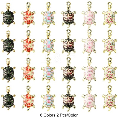 12Pcs 6 Colors Alloy Enamel Pendants FIND-YW0004-60-1