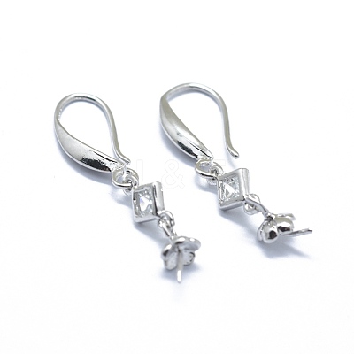 Brass Micro Pave Cubic Zirconia Earring Hooks KK-F795-06M-1