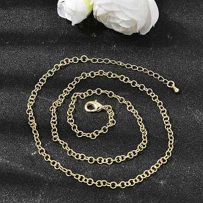 3.5MM Brass Rolo Chain Necklaces for Women NJEW-F366-02B-1