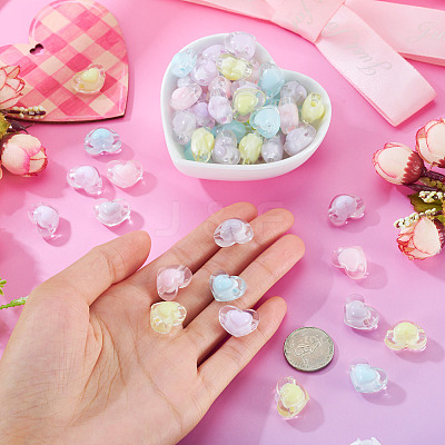 100Pcs 5 Colors Transparent Acrylic Beads TACR-TA0001-73-1