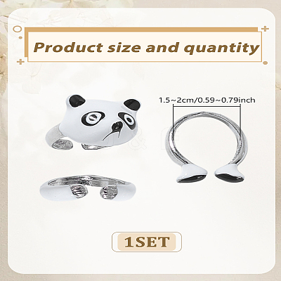 1Set Cartoon Alloy Adjustable Cuff Rings Sets RJEW-LP0005-01-1
