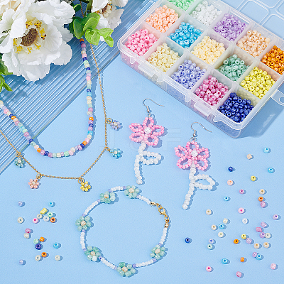 15 Colors Glass Seed Beads SEED-PH0012-08-1