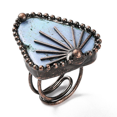 Triangle Synthetic Turquoise Adjustable Rings RJEW-A041-07R-1