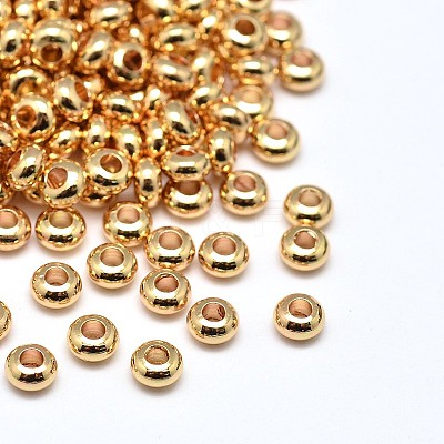 Brass Flat Round Spacer Beads X-KK-M085-19G-NR-1
