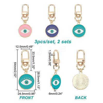 6Pcs Alloy Enamel Keychain HJEW-AR0001-07-1