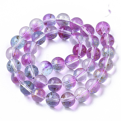 Transparent Spray Painted Glass Bead Strands GLAA-N035-03D-B05-1