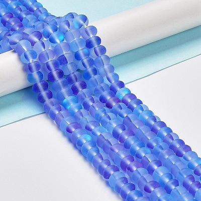 Frosted Transparent Glass Beads Strands X-FGLA-M002-01E-1