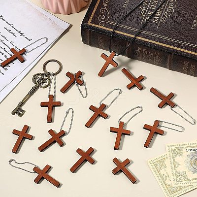 Wooden Cross Pendant Decoration WG90708-01-1