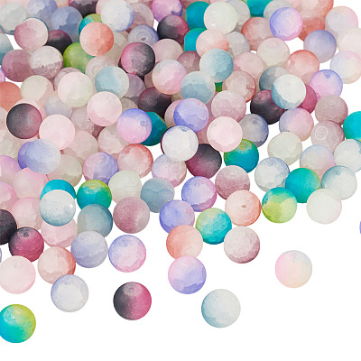 200Pcs 10 Colors Crackle Glass Beads Strands GLAA-TA0003-31A-1