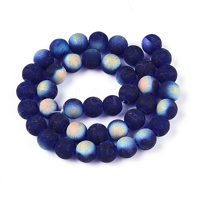 Frosted Transparent Glass Beads Strands GLAA-T032-T10mm-MBB15-1