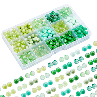 450pcs 15 Style Glass Beads GLAA-PH0001-54-1