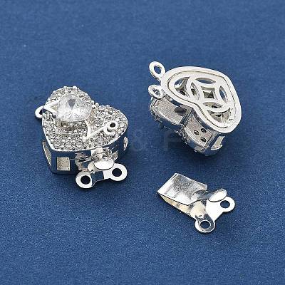 Brass Micro Pave Cubic Zirconia Box Clasps KK-B125-07S-03-1