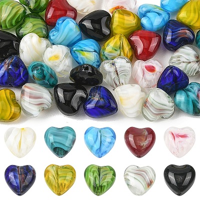 40Pcs 10 Colors Millefiori Glass Beads GLAA-YW0005-78-1
