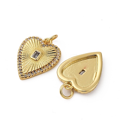 Brass Micro Pave Cubic Zirconia Pendants KK-P308-09G-1