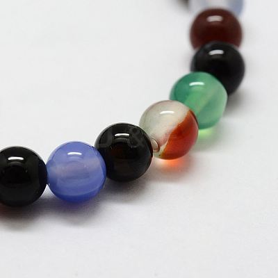 Natural Agate Round Beads Stretch Bracelets BJEW-G550-14-8mm-1
