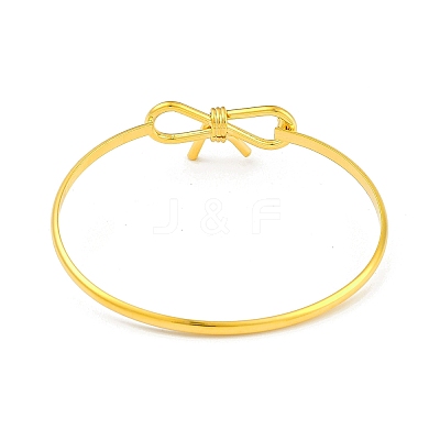 Adjustable Bowknot Brass Torque Bangles for Women BJEW-Z074-01G-1