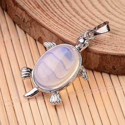 Tortoise Platinum Tone Brass Opalite Pendants G-F265-01K-1
