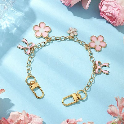 Flower & Bowknot Brass Bag Extension Chains AJEW-BA00137-1