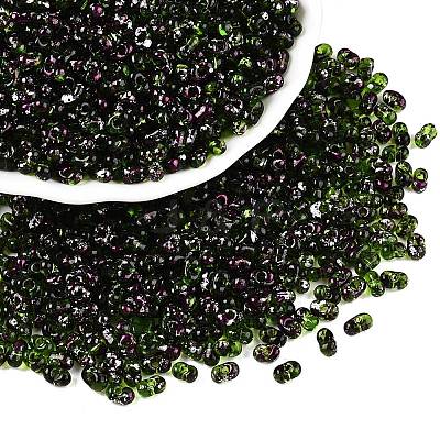 Picasso Spray Painted Glass Seed Beads SEED-T006-04-18-1