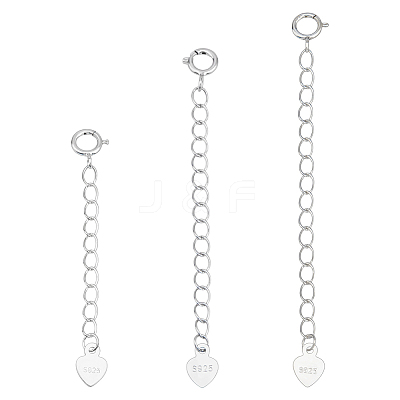 3Pcs 3 Styles Sterling Silver Curb Chain Extender FIND-ME0002-35-1