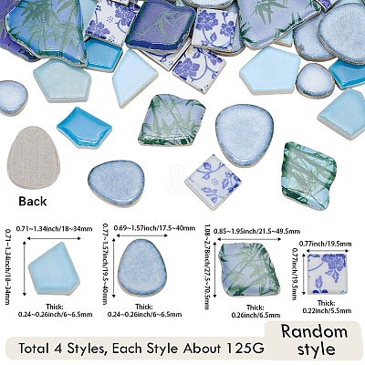 500G 4 Styles Mosaic Tiles Porcelain Cabochons DIY-SP0007-73-1