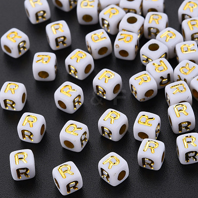 Opaque White Acrylic Beads MACR-Q242-010R-1