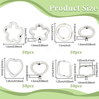 120Pcs 4 Styles Alloy Bead Frame FIND-UN0007-36-1