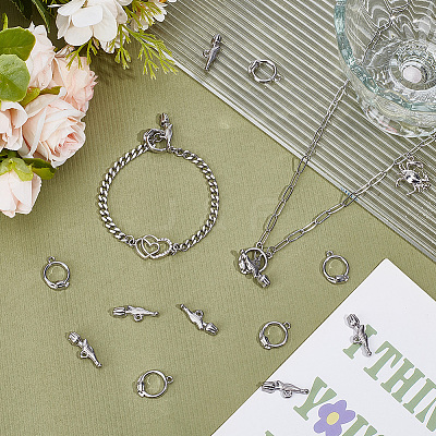10Pcs 304 Stainless Steel Toggle Clasps STAS-SC0010-67-1