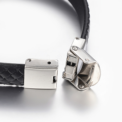 PU Leather Braided Cord Bracelets X-BJEW-E324-C07-1