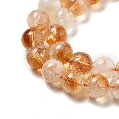 Heated Natural Citrine Beads Strands G-A262-A01-8mm-1