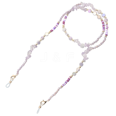1Pc Polymer Clay with Alloy and Crystal Neck Strap for Eyeglasses AJEW-CN0005-04C-1