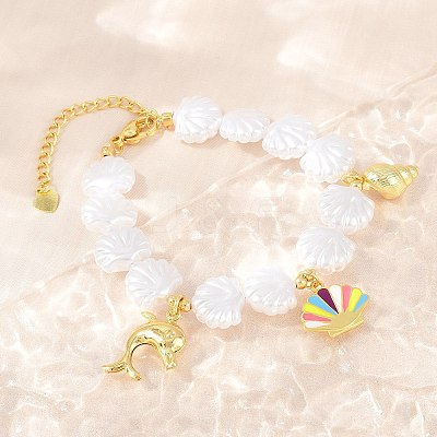Ocean Brass Enamel Charm Bracelets for Women KK-CBA68DA-15C-G-1