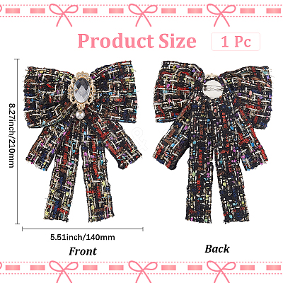 Bowknot Polyester Brooches for Backpack Clothes JEWB-WH20006-10B-1