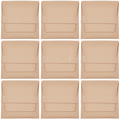 Square PU Leather Jewelry Flip Pouches with Random Color Lining PAAG-CL0001-02B-1