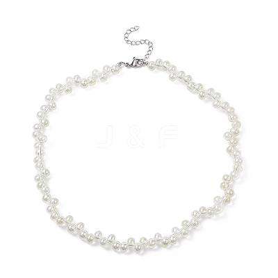Glass Teardrop Beaded Necklaces NJEW-JN04273-01-1