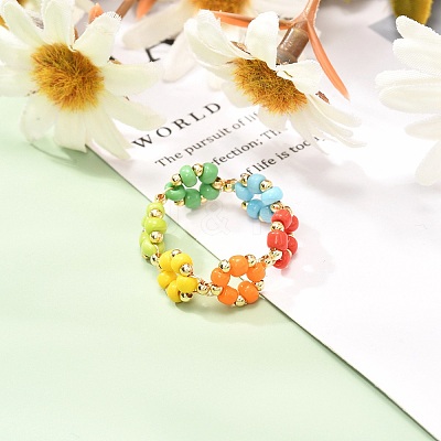 Glass Seed Beads Rings X1-RJEW-TA00008-1