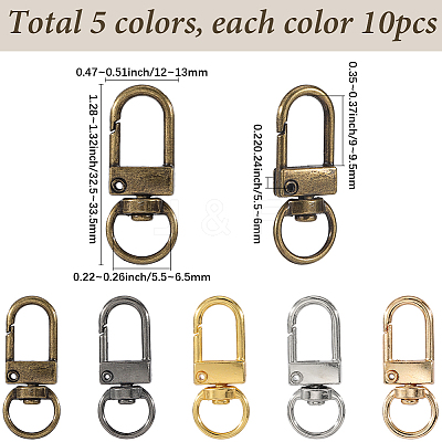 50Pcs 5 Styles Alloy Swivel Clasps FIND-SC0014-81-1