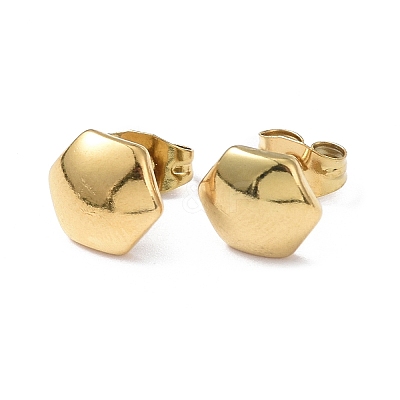 Ion Plating(IP) 304 Stainless Steel Hexagon Stud Earrings for Women EJEW-I285-04A-G-1
