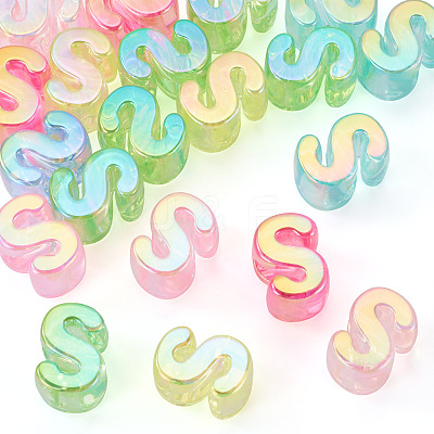 20Pcs UV Plating Transparent Acrylic European Beads OACR-TADJ0001-19S-1