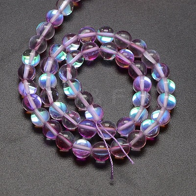 Synthetic Moonstone Beads Strands G-F143-6mm-02-1