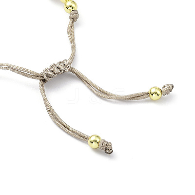 Adjustable Natural Pearl & Brass Braided Beaded Bracelet for Women BJEW-O187-01-1