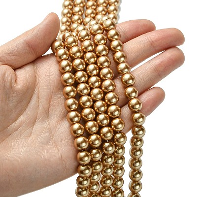 Eco-Friendly Glass Pearl Beads Strands HY-A008-8mm-RB068-1