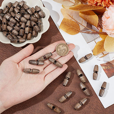 50Pcs 1-Hole Wood Buttons BUTT-UN0001-27A-1