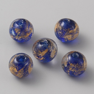 Handmade Gold Sand Lampwork Beads LAMP-WH0011-03B-01-1