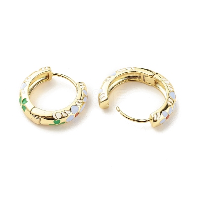 Flower Enamel Hoop Earrings EJEW-G290-03G-D-1